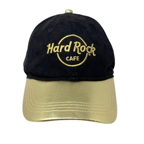 Hard‎ Rock Cafe Metallic Gold & Black Snapback Hat Orlando Embroidered NWOT GLAM